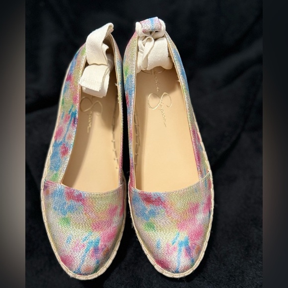 Jessica Simpson Pink and Blue Espadrilles with Artistic Design New* - Picture 2 of 11
